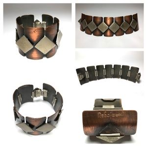 Mid Century Rebajes Copper Wide Geometric Bracelet